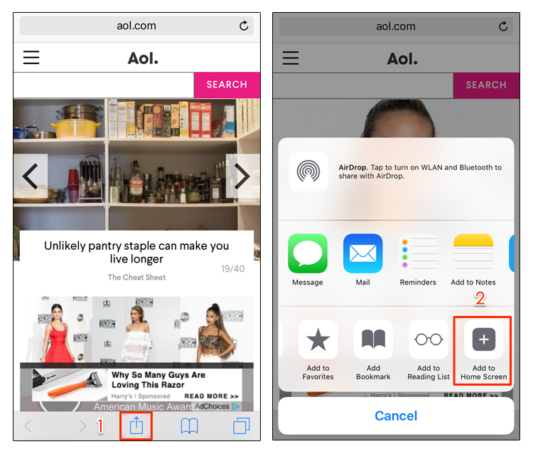 iPhoneのホーム画面にブックマークを追加する方法